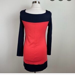 Milly of New York Multicolored Orange/Navy Midi Dress